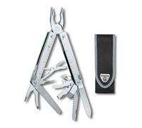 Victorinox Swiss Tool Couteau de Poche Suisse, Couteau Multifonction, 28 Fonctions, Tire Bouchon, Lame Fixe, Etui, Argent