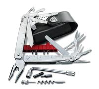 Victorinox Swiss Tool X Plus Couteau de Poche Suisse, Couteau Multifonction, 37 Fonctions, Tire Bouchon, Lame Fixe, Etui, Argent