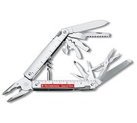 Victorinox Swiss Tool X Plus Ratchet Couteau de Poche Suisse, Couteau Multifonction, 38 Fonctions, Tire Bouchon, Lame Fixe, Etui, Argent