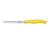 Victorinox Couteau à tomates et saucisses 6.7836.L118 lame dentelée pointe arrondie 110/219 mm Jaune