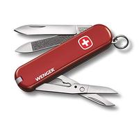 Victorinox Wenger Couteau Suisse de Poche, Multitool 7 Fonctions, Rouge | Mini couteau pliant avec ciseaux à microdents et lime à ongles. Idéal pour le quotidien, 65 mm. Fabriqué en Suisse