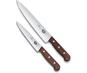 Victorinox Wood Service à Découper, Set de 2 Couteaux en Acier, Brun | Couteau d office et couteau à découper en bois d érable pour une précision professionnelle. Fabriqué en Suisse