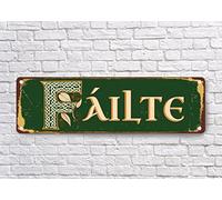 VictorJoan Failte Signes, Irlande, Bienvenue, Welcome Irlandais, Style Vintage Irlandais Failte Sign, Irlandais Celtique Failte, Failte, Irish Bar Décor Plaque en Métal 7,6 x 45,7 cm.