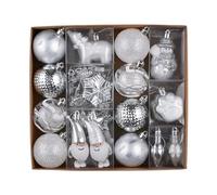 Victor's Workshop Boule de Noel pour Decoration Noel,40pcs Boules de Noel Blanc Argenté Transparente pour Deco Sapin de Noel,Personnalisée,Incassable,GNOME à Suspendre,Cadeau Noel,WKD23PB-0068