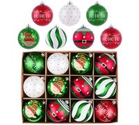 Victor's Workshop WKD25PB-0098 - Lot de 12 boules de Noël de 6 cm - Avec paquet cadeau - Décoration de sapin de Noël avec crochet - Thème : rouge, vert, blanc (M)