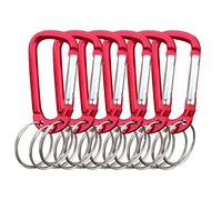 VictorsHome Lot de 6 mousquetons, porte-clés multifonction en alliage d'aluminium en forme de D avec 3 porte-clés Rouge
