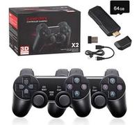 Victorvan 64G Console de jeu vidéo rétro avec Double manette 2.4G sans fil,4K HD 20000 jeux intégrés pour PSP, PS1, pour d'adultes d'enfants