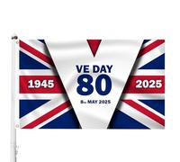 Victory Day Flag - Drapeau 2025 Ve Day 80th | Exquisite Europe Victory Banner | Memorial Commemorative Ve Banner For Lawn Home Porch | Bright Decoration For Porch, Lawn, Garden