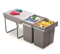 Victory Double Master Maxi 40DT Poubelle encastrable Gris aluminium 42 l Poubelle à extension complète