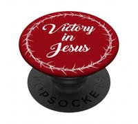 Victory in Jesus - Passover Easter Crown Thorns Praise Red PopSockets PopGrip Adhésif