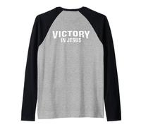 Victory in Jesus - Philippiens 4:13 Back Print Christian Manche Raglan