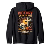 Victory Over Death Christian Skull Cross 1 Corinthiens 15:55 Sweat à Capuche