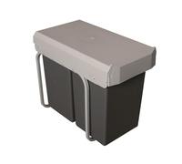 Victory Poubelle encastrable Double Man - 28 l (2 x 14 l) - Argenté/anthracite - Largeur de placard à partir de 30 cm