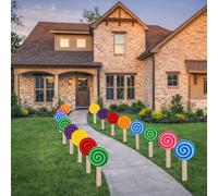 VictoryStore Candy Party Decorations: Lollipop Yard Signs - Pathway Decorations Includes 32 Stakes