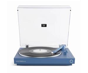 Victrola Automatic - Platine Vinyle Bluetooth entièrement Automatique 2 Vitesses, Cellule Audio-Technica ATN3600L, préampli commutable, Mode répétition (Bleu)