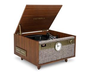 Victrola Century Signature+ Chaîne stéréo 6 en 1 Bluetooth avec Horloge, Noyer