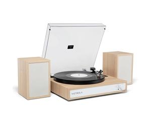 Victrola Harmony - Système de Platine Bluetooth - Lecteur de Disque Vinyle à 3 Vitesses, Haut-parleurs stéréo d'étagère, Design Moderne du Milieu du siècle, Audio Technica ATN3600L, entrée et Sortie