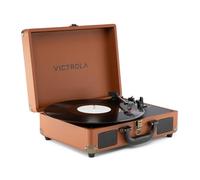 Victrola Journey II - Platine Vinyle Valise Portable Bluetooth - Haut-parleurs stéréo puissants intégrés avec Basses renforcées, Platine 3 Vitesses (33/45/78 TR/Min), Sorties RCA & Casque (Marron)