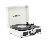 Victrola Journey II - Platine Vinyle Valise Portable Bluetooth - Haut-parleurs stéréo puissants intégrés avec Basses renforcées, Platine 3 Vitesses (33/45/78 TR/Min), Sorties RCA & Casque (Blanc)