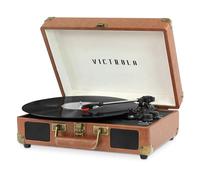Victrola Journey - Platine Vinyle Valise Bluetooth - Marron | Haut-parleurs stéréo intégrés, platine à 3 vitesses pour disques 7", 10" et 12", diffusion Bluetooth, prise casque