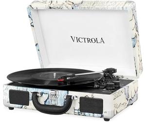 Victrola Journey Portable Record Player - Platine Bluetooth 5.0 avec 3 vitesses, haut-parleurs stéréo intégrés, prise auxiliaire 3,5 mm, impression carte (VSC-550BT)