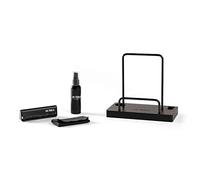 Victrola Kit de Nettoyage pour disques vinyles avec Brosse Antistatique, Chiffon de Nettoyage, Finition en Bois Expresso Noir Intelligent