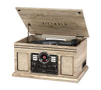 Victrola The Quincy - Platine Vinyle 6-en-1 Bluetooth & Centre multimédia avec Haut-parleurs intégrés - Platine 3 Vitesses, Lecteur CD et Cassette, Radio AM/FM, Diffusion Musicale sans Fil (Oatmeal)