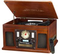 Victrola Tourne-Disque Bluetooth 8 en 1 en Bois d'aviateur nostalgique, Centre de Divertissement, Acajou