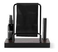 Victrola Kit de Nettoyage pour disques vinyles avec Brosse Antistatique, Chiffon de Nettoyage, Finition en Bois Expresso Noir Intelligent