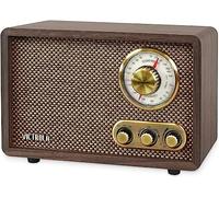 Victrola Willow Retro Wood - Radio Bluetooth avec haut-parleurs intégrés, design élégant et vintage, cadran rotatif AM/FM, contrôle des basses et des aigus, streaming sans fil, expresso