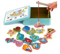 Victse Jouets en Bois Jeu de pêche, Jeux Montessori Enfants 2 Ans Jeu de Pêche Magnétique, Enfant en Bois Educatif Jouet, Jeux Enfants pour Développement (Bleu)
