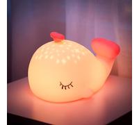 Vicukten Veilleuse Bébé Baleine avec 7 Couleurs 3 Luminosité, Contrôle Tactile Recharge USB Fonction Minuterie, Lampe de Chevet pour Chambre d’Enfant, Cadeau Veilleuse en Silicone Doux pour Enfant