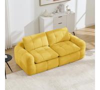 VICYROM Canapé Modulable 2 Places,Canapé d'Angle en L avec Pouf,Jaune | Configuration d'angle en L avec méridienne,tissu chenille capitonné,mousse 32D sans cadre,velcro et zip,salon chambre