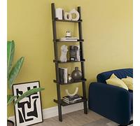 Vida Designs 5 Niveau Slanted Échelle Bibliothèque, Moderne Leaning Shelf Unit for Salon, Chambre Or Bureau, Space Saving Exposition Storage, H189xW56xD32.5cm (Noir)