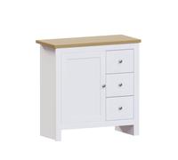 Vida Designs Arlington Buffet 3 tiroirs 1 Porte en Bois d'ingénierie Blanc et chêne 80 x 79 x 35 cm