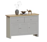 Vida Designs Arlington buffet avec 2 tiroirs et 3 portes, bois d'ingénierie, gris et chêne, H 82 x L 117 x P 35 cm.