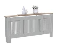 Vida Designs Arlington Cache-radiateur Olive Grey - Ajustable - Style Shaker Moderne à Lattes Verticales - H83xW140-204xD19cm - MDF Peint Idéal pour Salon et Couloir