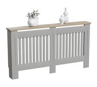 Vida Designs Arlington Cache-radiateur Moderne à Lattes, MDF Gris, étagère supérieure en Bois, Grand