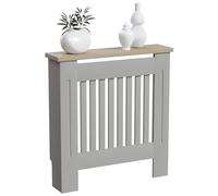 Vida Designs Arlington Cache-radiateur Olive Grey - Petit - Style Shaker Moderne à Lattes Verticales - H83.3xW78xD19cm - MDF Peint with Wood Top Shelf