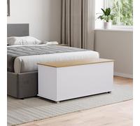 Vida Designs Arlington Ottomane de rangement, coffre en bois avec couvercle, siège, tabouret, banc de fenêtre, couverture, coffre à jouet, repose-pied, blanc