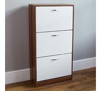 Vida Designs Armoire à Chaussures 3 tiroirs Noyer et Blanc