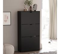 Vida Designs Armoire à Chaussures à 3 tiroirs, Armoire de Rangement à Chaussures Peu encombrante avec 3 tiroirs rabattables, Meuble de Couloir et de Salon, 100% certifié FSC (Noir)
