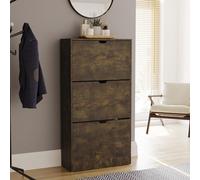 Vida Designs Armoire à Chaussures à 3 tiroirs, Gain de Place, Armoire de Rangement à Chaussures avec 3 tiroirs rabattables, Meuble de Couloir et de Salon, certifié FSC 100 (Bois foncé)