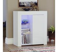 Vida Designs Azura Buffet LED Moderne 1 Porte Blanc RVB (Options de décoloration et de stroboscopique incluses), Haute Brillance, Standard