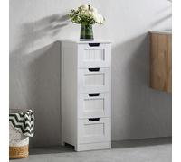 Vida Designs Bathroom Meuble de salle de bains à 4 tiroirs, bois blanc