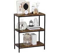 Vida Designs Brooklyn 3 Niveau Boisen Bibliothèque, Rustique Industriel Autoportant Shelf Unit for Salon Or Bureau, Space-Saving Open Storage, H78xW60xD30cm (Dark Bois)