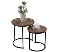 Vida Designs Brooklyn Lot de 2 Tables gigognes Rondes empilables avec Cadre en métal (Bois foncé)