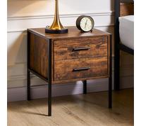 Vida Designs Brooklyn Table de Chevet, Bois Foncé, 2 Drawer