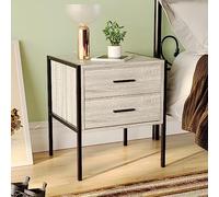 Vida Designs Brooklyn Table de Chevet, Fer, Gris, 2 Drawer