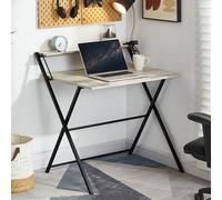 Vida Designs Bureau d'ordinateur Pliable de 82 cm sans Assemblage avec étagère - Moderne - Gain de Place - pour l'écriture, l'étude, Le Bureau à Domicile (Gris)